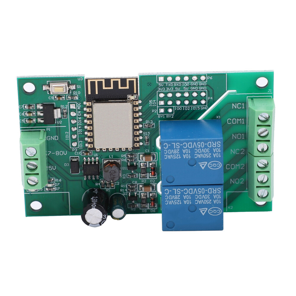 Dualchannel Wifi Relay Module Pcb Dc 8-80V For Esp8266 Development 4921378146793