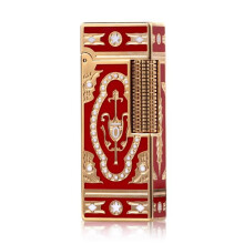 Enamel Retro Brass Gas Lighter SideSlide Ignition Slim Luxury Business Lighter Decorative Red Gold Butane Not Included