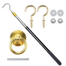 Attic Ladder Pull Down Tool with Extendable 64 Inch Reach and Rust Resistant Hook for Home or RV