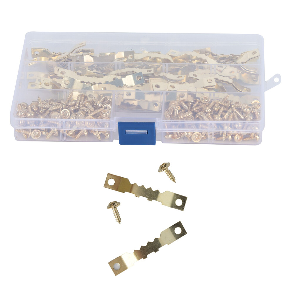 Rust-Proof 100 Sawtooth Hangers With 200 Screws For Art Display 4671378149477