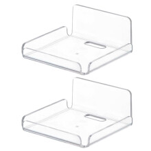 Wall Shelf 2 Pack, Wall Mounted Storage Holder, Floating Display Shelf, Clear Vinyl Acrylic, No Drill