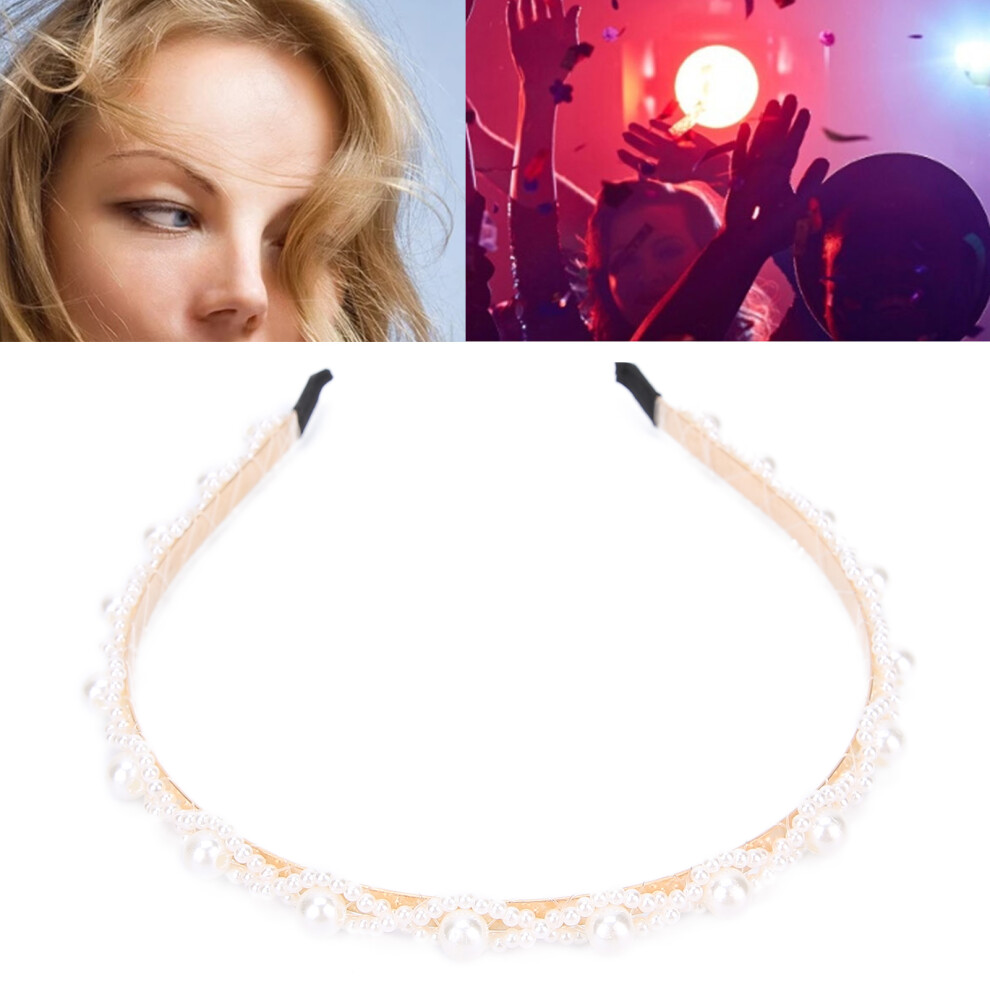 Faux Pearl Alloy Headband for Women, Wedding Party Hair Accessory