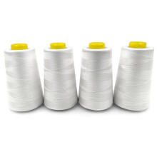 All Purpose Sewing Thread 4 Cones 3000 Yards 100% Polyester 40S/2 White Serger Overlock Quilting Sewing Machine