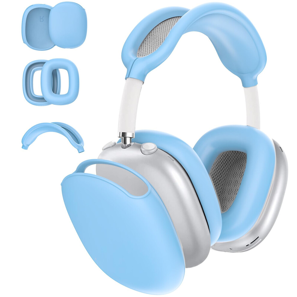 3In1 Silicone Cover For Airpods Max (2020/2024) Antiscratch Ear Pad Ear Cups Headband Cover Sky Blue 9199774432160