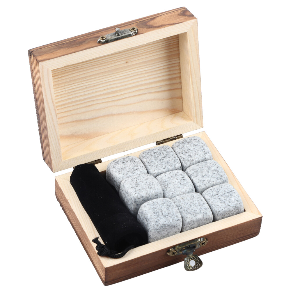 Chill Without Diluting Whiskey Stones Natural Granite Reusable Cooling Stones Handmade Wooden Box Unique Anniversary Gift For Halloween Parties