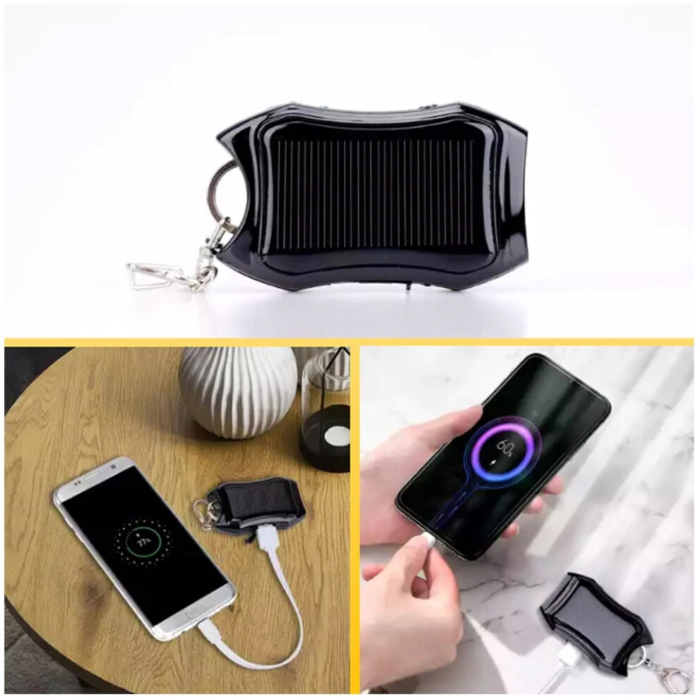 Mini Solar Power Bank Keychain 1200Mah Led Flashlight White/Black 8491374480482