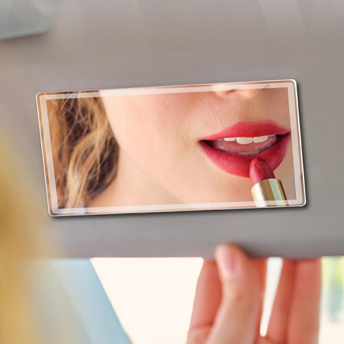 Large Car Vanity Mirror 15x8cm Rectangular Sun Visor Mirror for Makeup with Easy Installation 2