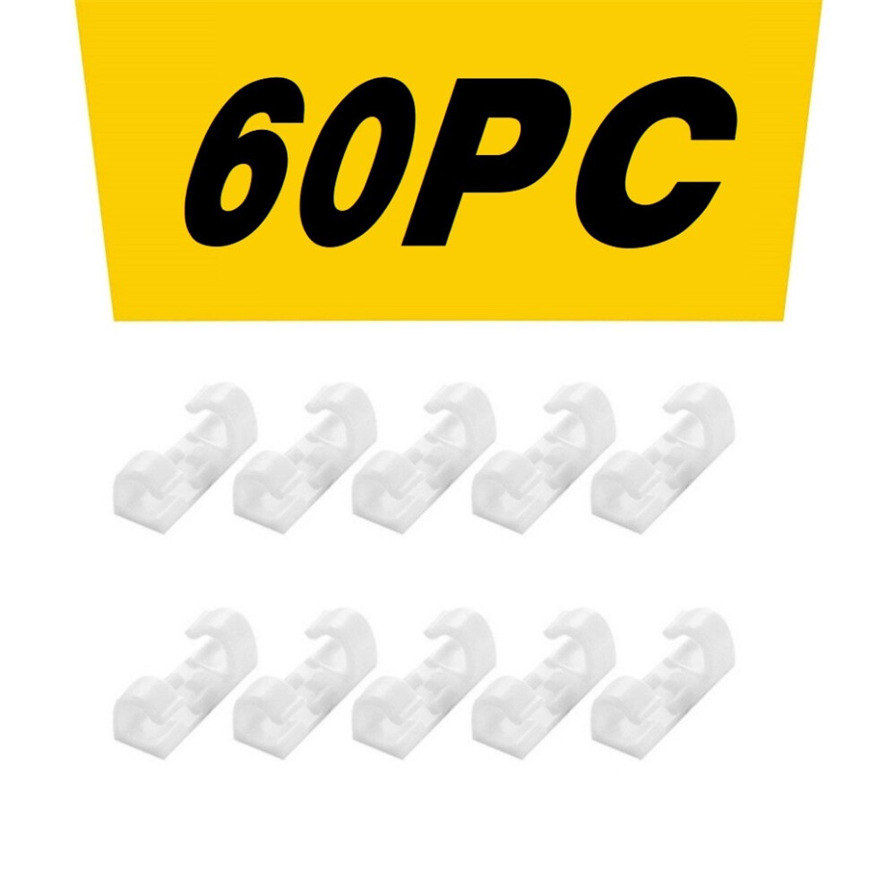 (B) White 20Pc Self-Adhesive Desktop Cable Organizer Fixing Clamp 6094169467365
