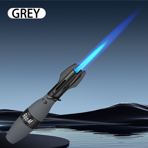 (Gray) Portable Multi-Function Butane Torch Lighter Bottle Opener High Flame For Cigars BBQ Camping