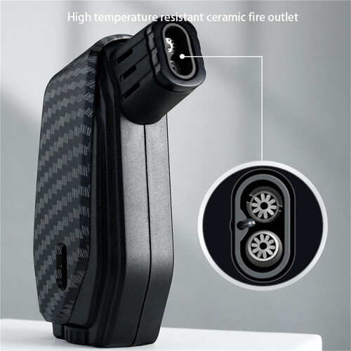 Windproof Double Flame Direct Blue Flame Butane Lighter, Adjustable Flame, Visible Fuel Window, Barbecue Lighter 1