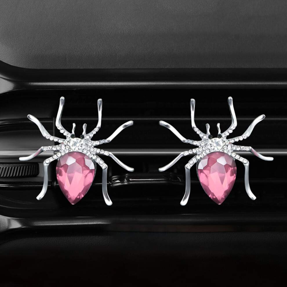 (Pink) Diamond Spider Vent Clip Freshener Spider Car Vent Accessories Oil Diffuser Conditioner Outlet Perfume Clip Decorative Ornament 10Ml Pink 4631411381936