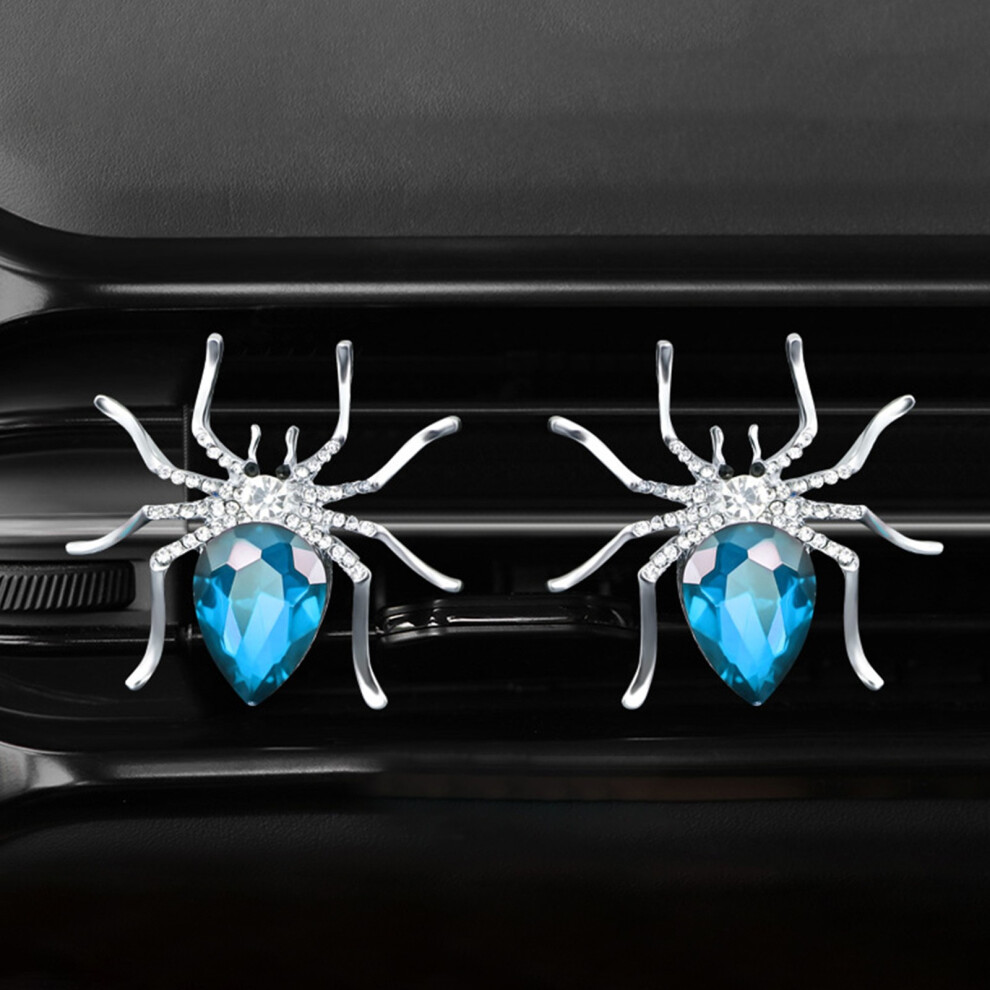 (Blue) Diamond Spider Vent Clip Freshener Spider Car Vent Accessories Oil Diffuser Conditioner Outlet Perfume Clip Decorative Ornament 10Ml Blue 4631411381837