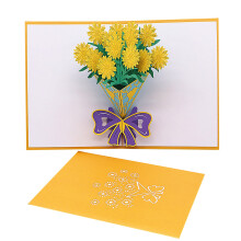 (Yellow) 3D Mother's Day Card Creative Paper Greeting Card Blessing Card