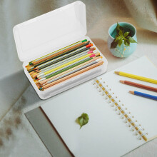 (A) Plastic Pencil Box Large Capacity Pencil Boxes Clear Boxes With Snap-tight Lid Stackable And Stylish Office Supplies Storage Organizer Box