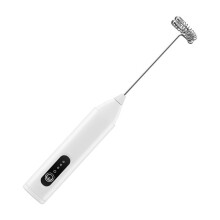 (White) Hand Beater Household Small Milk Beater Household Coffee Milk Beater