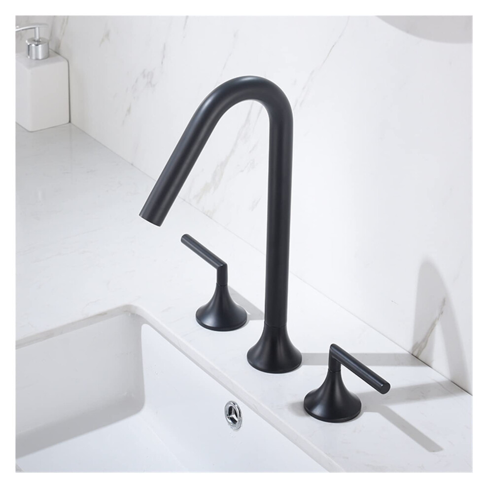 Basin Faucet Widespread Bathroom Tap Hot And Cold Brass Water Mixer Brushed Gold Black Finishes 3Hole Deckmount Sink 9189345438509