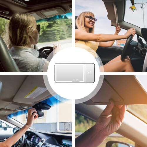 Car Makeup Mirror with LED Lights, 3x Magnification, Touch Control, 3 Modes, Rechargeable, Black 2