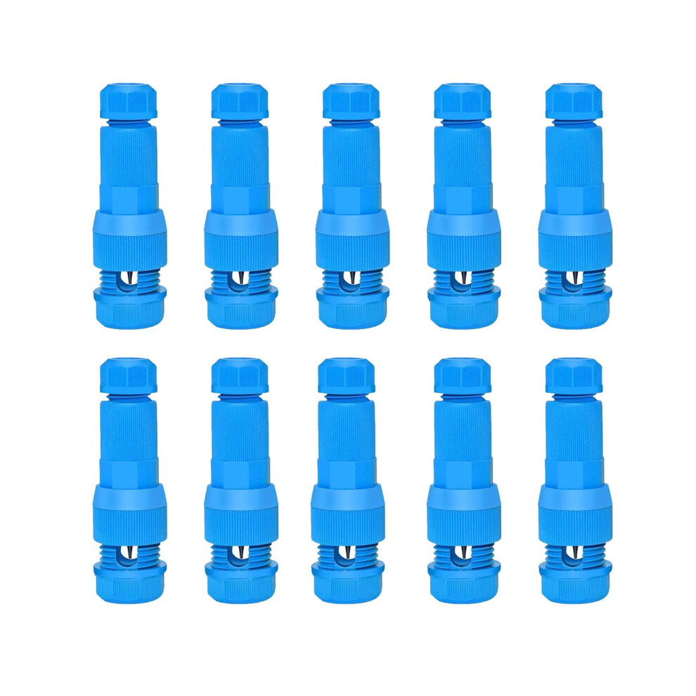 (Blue) 10Pcs Puncture Connector View Light Cable Connector Patio View Light Paralleling Fixture Screw-Less Swivel Puncture Wirer 4631411330934