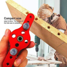 (Red) Home Practical And Convenient Tool Wooden Hole Opener Home Punch Locator
