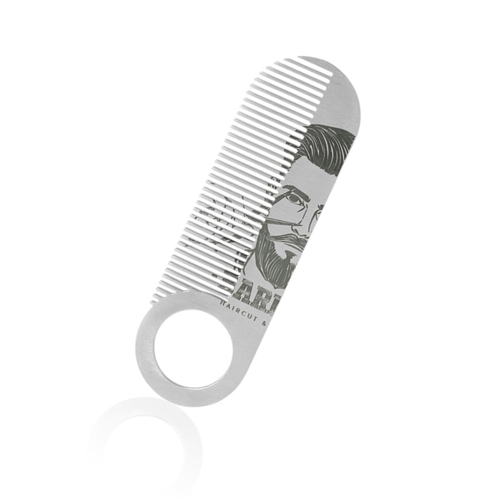 Unisex Silver Beard And Mustache Comb Compact Stainless Steel Travel Friendly Pocket Sized Keychain Grooming Tool