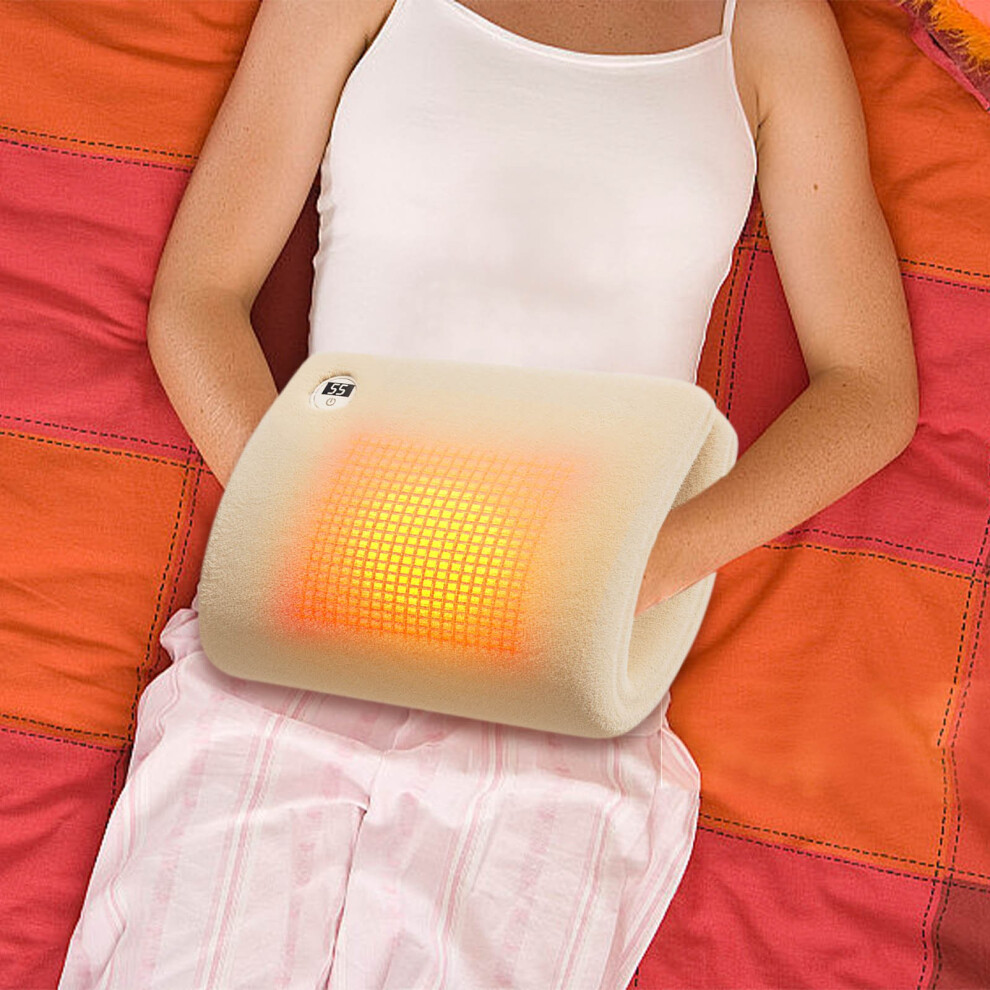 (Beige) Digital Hot Water Bag Graphene Heating Constant Temperature Warm Hands Knee Pads Waist And Stomach Waterless Portable Warm Handbag