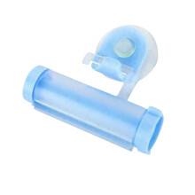 (Blue) Rolling Toothpaste Dispenser Tube Squeezer Sucker Hanger Gadget Tool