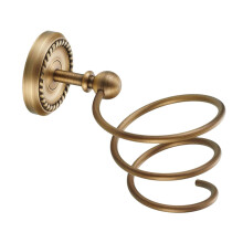 European Antique Hair Dryer Rack Wall Mounted Brass Storage Shelf Spiral Design For Hairdryers And Styling Tools