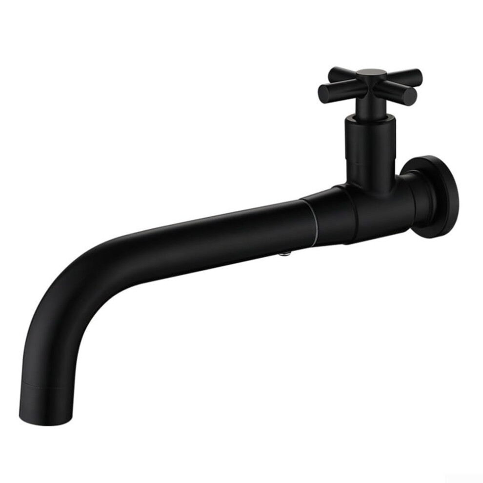 Wall Mounted Faucet G1/2 Tap Singlehandle Cold Vintage Crosshandle 360 Degree Swivel Round Spout Silver/Black 9187378729700