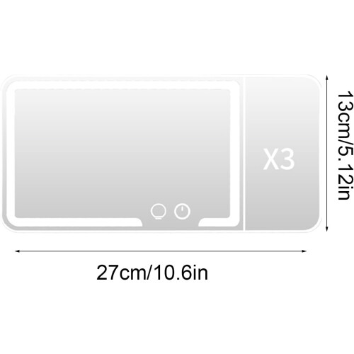 LED Car Visor Mirror with Lights, 3X Magnification, Dimmable Touch Control, USB Fast Charging 2