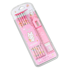 (Pink) Pencil Set Student Stationery Eight Piece Set Kindergarten Children's Drawing And Sketching Supplies