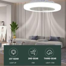 (White) Ceiling Fan With Lights Enclosed Low Fan Light Ceiling Light With Fan Hidden Fan Delier With Remote Control