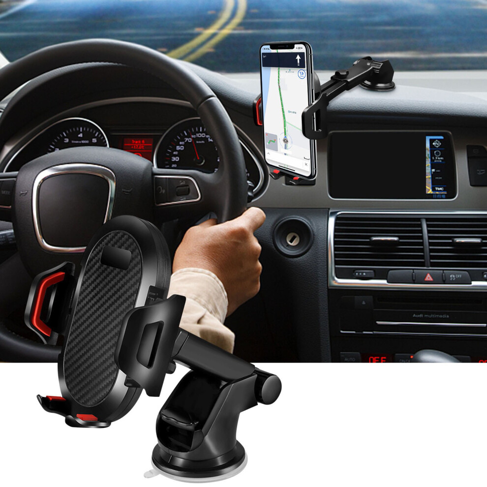 (Red) 360-Degree Rotating Suction Cup In-Car Central Control Rotatable Mobile Phone Car Bracket Red 4631411313166