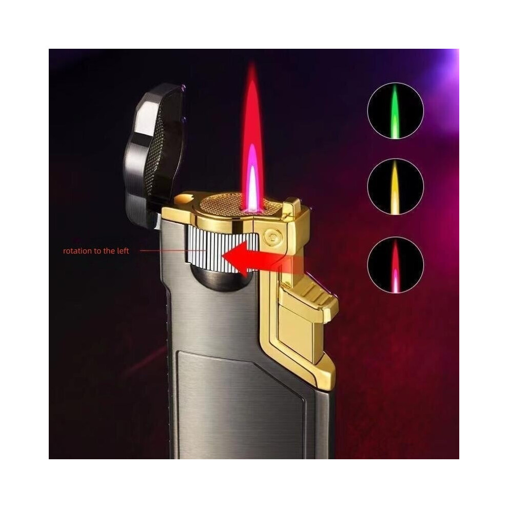 (B) Convertible Flame Color Direct-Torch Lighter Accessories Three-Color Flame