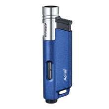 (Blue) Direct Charging Lighter Plastic Metal Visible Compartment Windproof New Compact And Portable Ignition