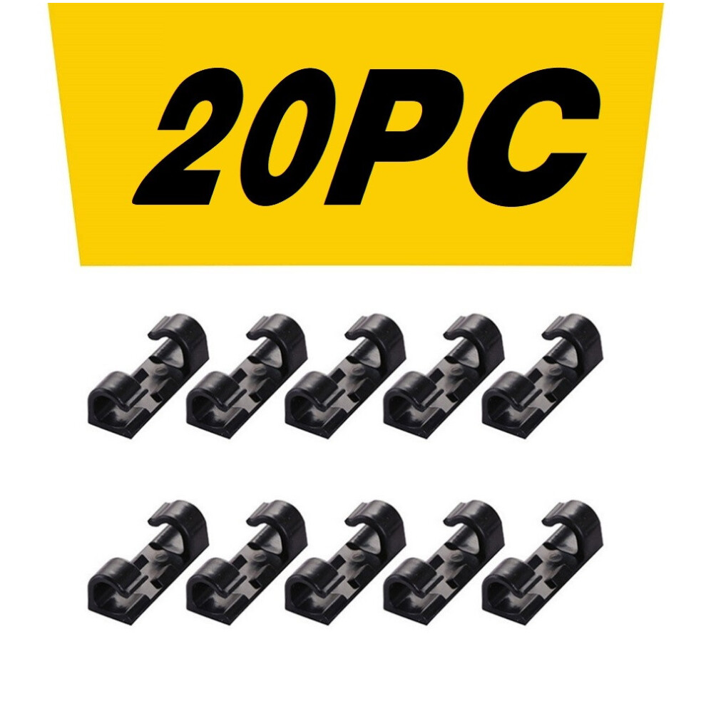 (A) 20Pc Self-Adhesive Desktop Cable Organizer Fixing Clamp 6094169467211