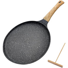 Crepe Pan Nonstick Flat Skillet 9.5 Inch Dosa Tawa Tortilla Pan for All Stovetops Grey