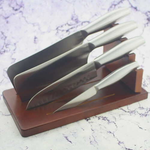 SelfSharpening Wooden Knife Block Organizer for Kitchen Countertop Storage and Secure Placement 2