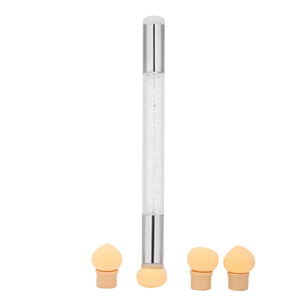 Nail Art Essentials, Even Gradient Shadow Ombre Brush For Gel Nails, Featuring Rhinestone Handle And Replaceable Heads