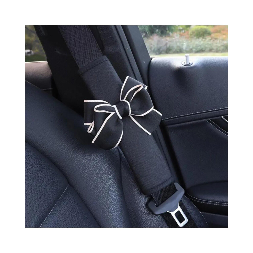 Car Seat Belt Cover Soft Plush Velvet With Cute Bowknot For Neck And Shoulder Relief 1Pc 9189345442483