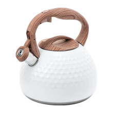 2.8L Stainless Steel Whistling Tea Kettle with Wooden Handle for Gas and Induction Stove