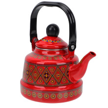 Vintage Enamel Tea Kettle with Ergonomic Handle, Gas and Induction Compatible, Camping Ready
