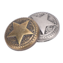 Bottoni in zinco con motivo a stelle vintage, set da 2 pezzi, 26 mm, grigio