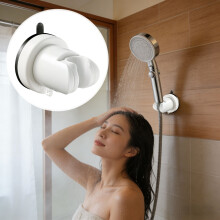 (White) Suction Shower Head Holders Removable Wall-Mount Handheld Shower Holders