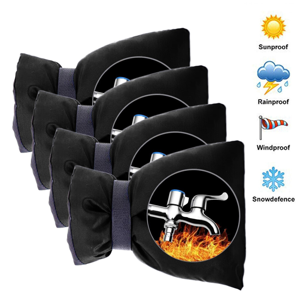 (Black) Faucet Cover Faucet Protection For Faucet Outdoor Faucet Socks 4Pc 21X15cm 4393107443235