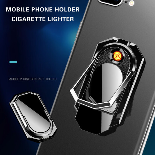 (A) Mobile Phone Cigarettes Lighter USB Ring Buckle Charging Lighter Lighter 2
