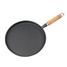 Cast Iron Frying Pan with Non Stick Surface, Flat Bottom Griddle for Pancakes, Pizza, and Stews