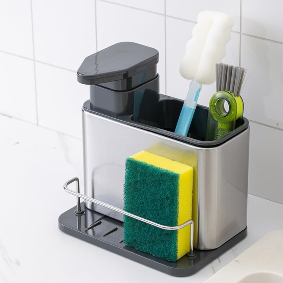Dish Soap Dispenser 3In1 Kitchen Pump With Sponge Caddy And Brush Holder Stainless Steel Rustproof 9199774436281