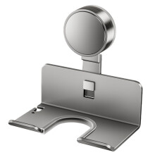 Wall Mounted Hair Dryer Holder with Suction Cup, NoDrill Bathroom Storage Rack, Carbon Steel