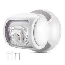 Refletor LED com sensor de movimento, design à prova de intempéries, sem fio, alimentado por bateria, para uso externo, com base giratória,