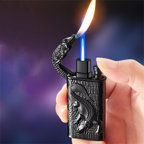 (H) Electroplated Direct Fire Fire Quartz Dial With Visible Window Inflatable Windproof Lighter 1